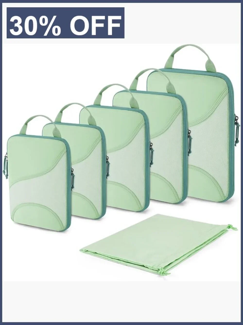 Compression Packing Cubes 6 Set Travel Organizers with Shoe Bag